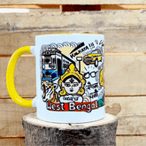 West Bengal  - Doodle Art Ceramic Mug With Color Handle - Discovering India